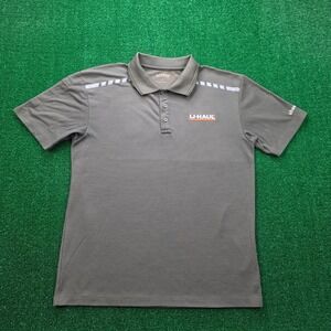 U-Haul Employee Polo Shirt Mens Medium Brown Olive Short Sleeve Uniform Work